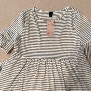 Emery Rose Gray Striped Casual Dress